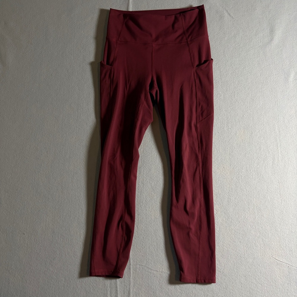 Fabletics PureLuxe High Waisted Pocket Leggings Burgundy Maroon‎ 7/8 Length
